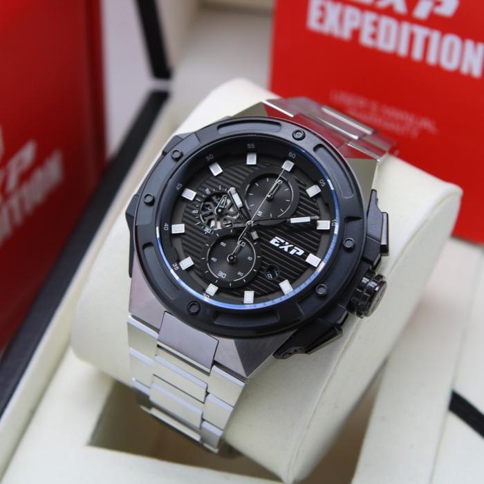 EXPEDITION E6818 / 6818 JAM TANGAN PRIA ORIGINAL - SILVER BLACK