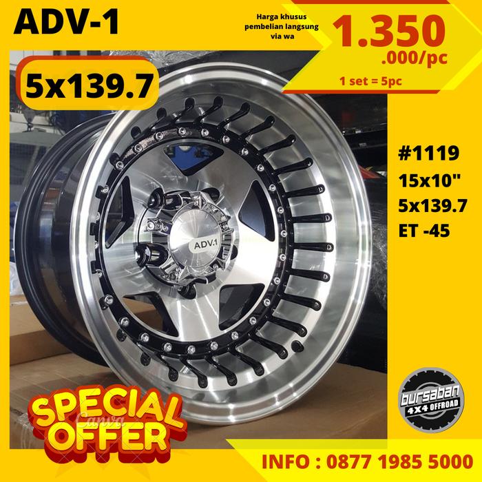 R15 VELG 15x10 5x139.7 -45 ADV1 POLISH TAFT JIMNY JEEP CJ7 JEEP VITARA