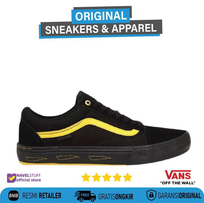 VANS Old Skool PRO BMX Larry Edgar Black Yellow Original Resmi BNIB