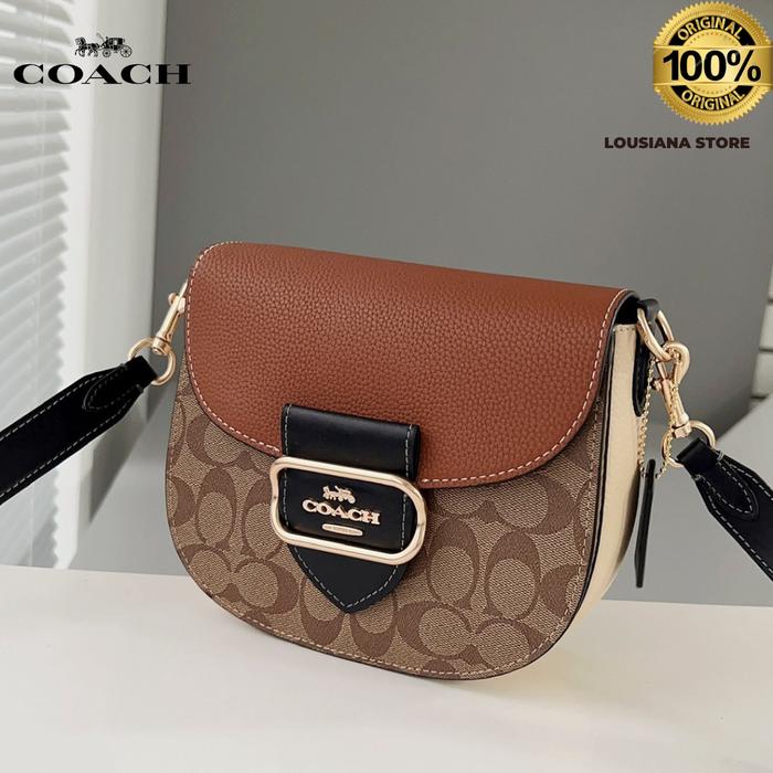 Tas Wanita Coach Morgan Saddle Bag In Colorblock Signature Canvas