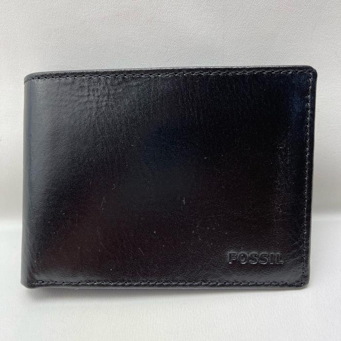 Fossil dompet Mykel Internasional Traveler Black Leather + tin box