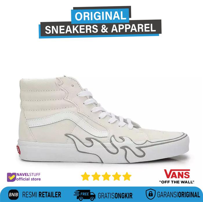 VANS SK8 Hi Flame Suede White/White Original Resmi BNIB