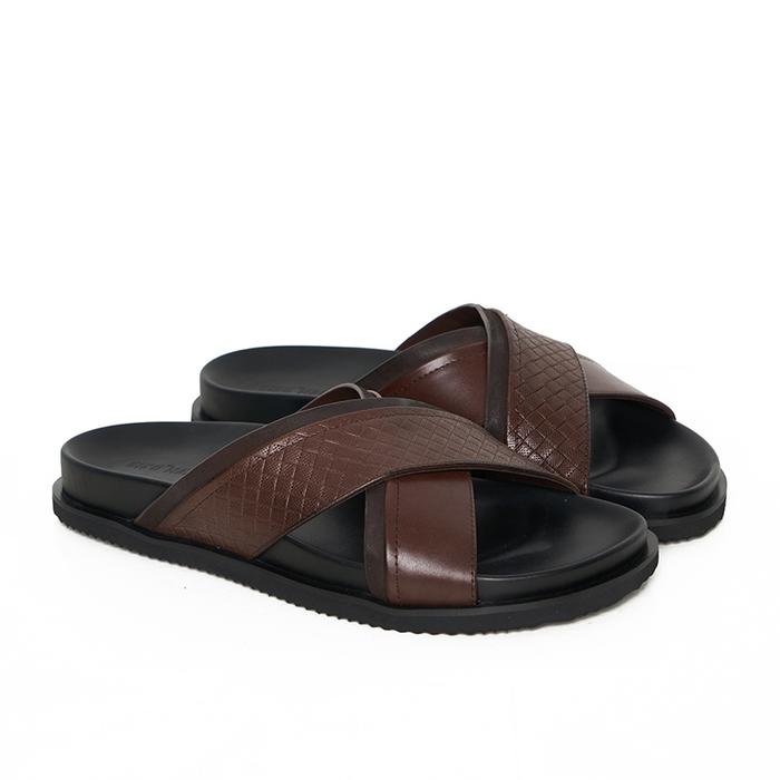 Gino Mariani Sandal Pria Carlos Original Leather Brown
