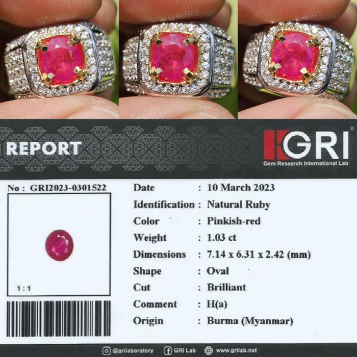 Natural HQ Batu Red Ruby Birma Burma Myanmar Mogok Heated-a 1.03 Cts