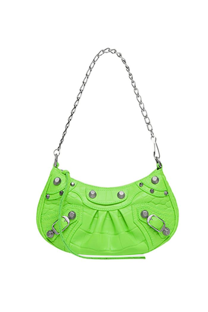 Balenciaga Le Cagole Mini Bag With Chain Croco Emboss (100% Authentic)