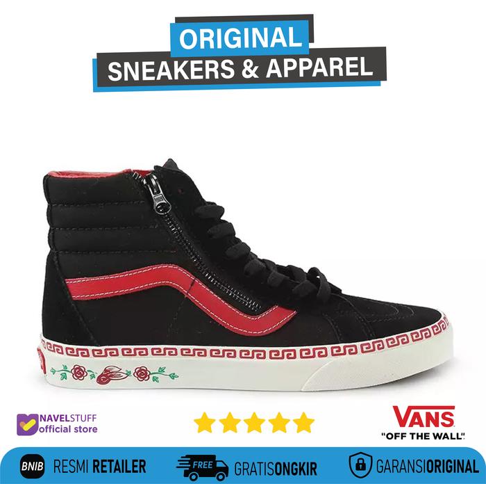 VANS SK8 Hi Reissue Side Zip Black Red Original Resmi BNIB