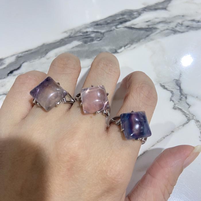 Cincin Fluorite bentuk Wajik / ring adjustment