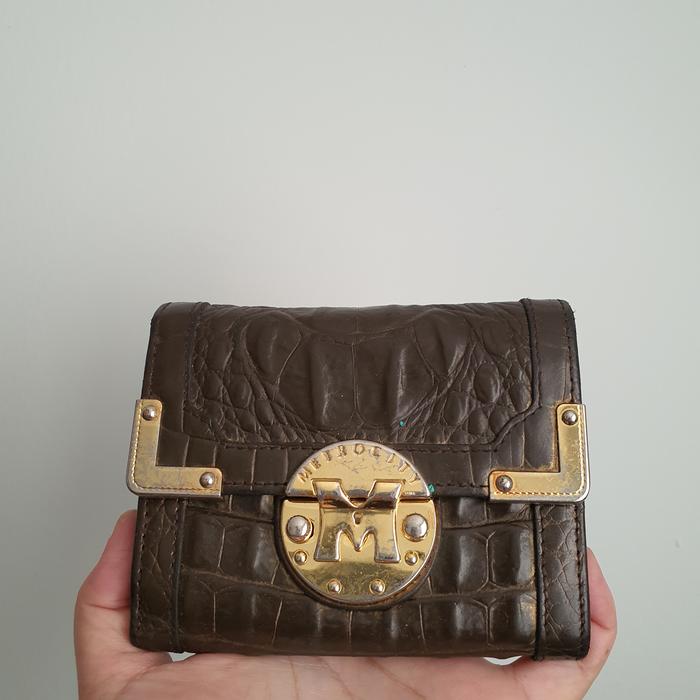 Dompet lipat pendek kulit croco Metrocity Vintage Rare