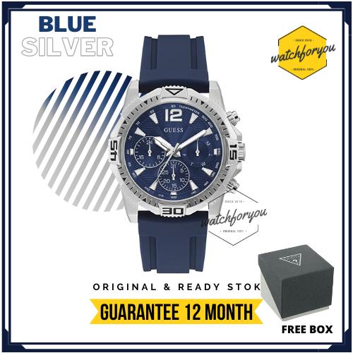 Jam Tangan Pria Guess Collection GW0211G1 Original Navy Silver Watch