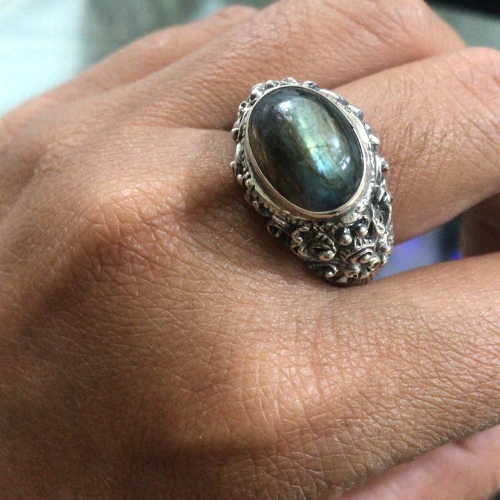 cincin perak pria 925 batu natural model ukiran bali