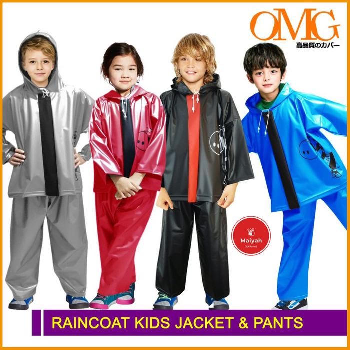 Jas Hujan PVC Anak Setelan Jaket Celana mantel matel mantol matol OMG