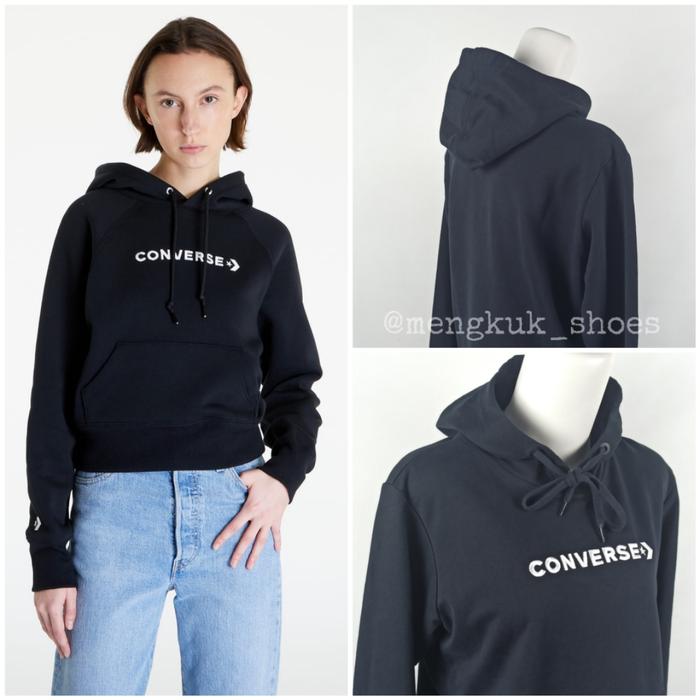 Jaket Converse Word Mark Hoodie W BLACK Original 100% HOODIE CONVERSE