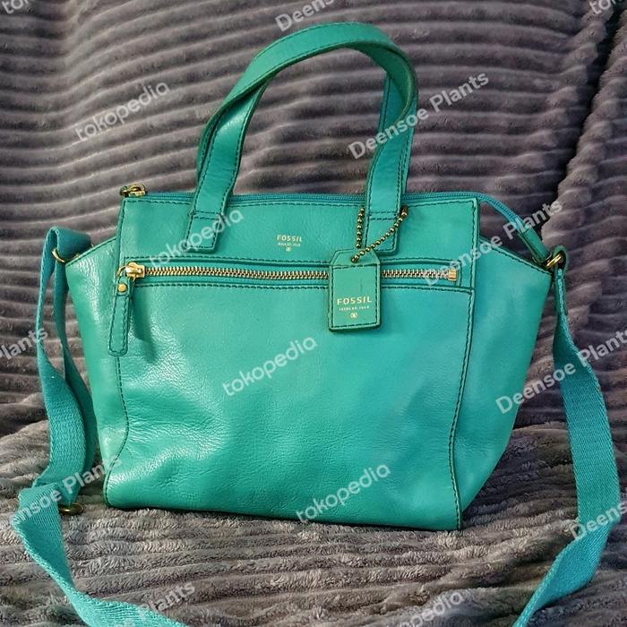 tas fossil preloved tessa satchel turqoise