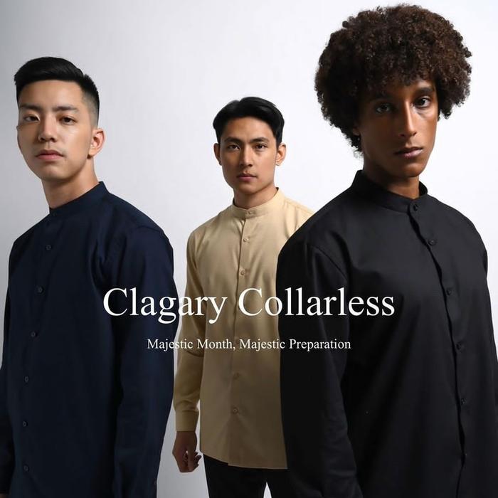 Clagary Collarless Shirt Long Sleeve MALE ID HEYMALE