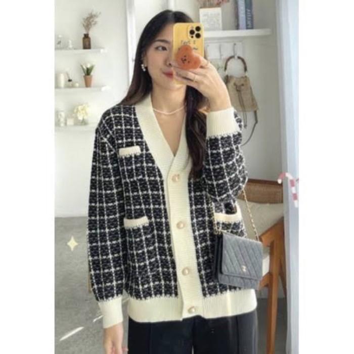 Oudre Dami Cardigan Bonbarrell Charlize Top Tweed Knit Preloved