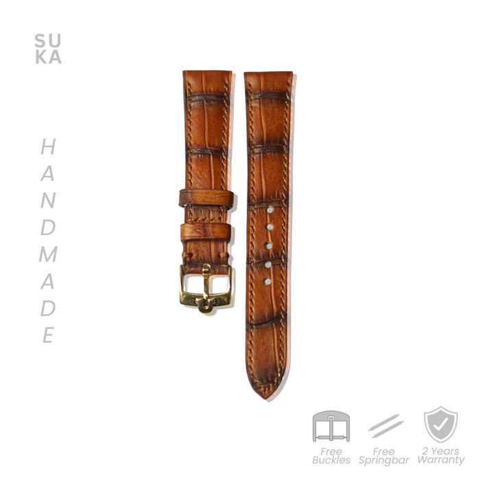 Leather Watch Strap Omega Croco - Brown by Suka Strap