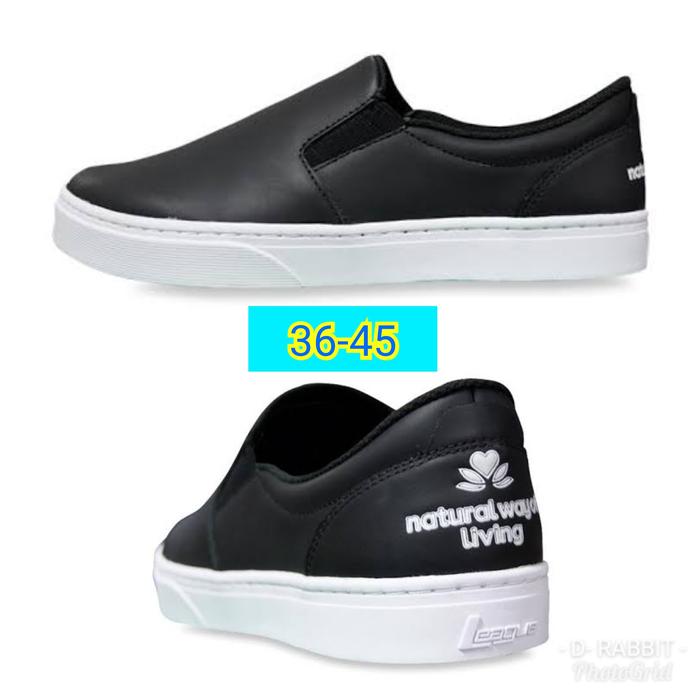 Sepatu League hitam slip on Ordinary U sneakers shoes cowo cewe ori