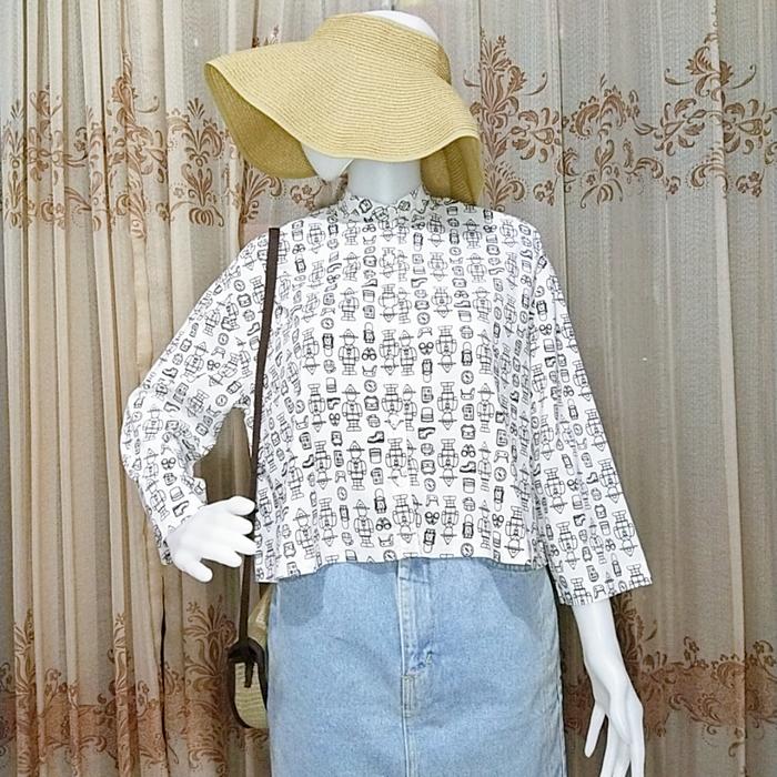 Kemeja Crop Top Vintage Thrift Shop Preloved Murah