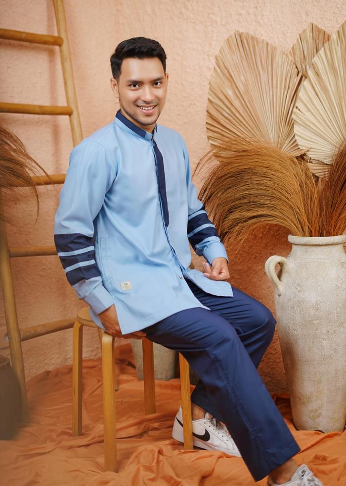 KEMKO / BAJU KOKO SAJJAD SETELAN KATUN ADEM UNIK - IRSYAD BLUE