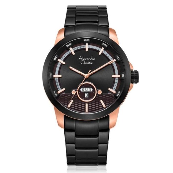 Jam Tangan Pria Alexandre Christie AC 6656 Original - Black Rosegold