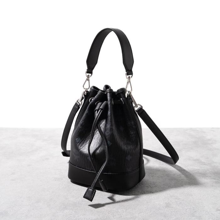 MCM Mini dessau visetos drawstring bag Black