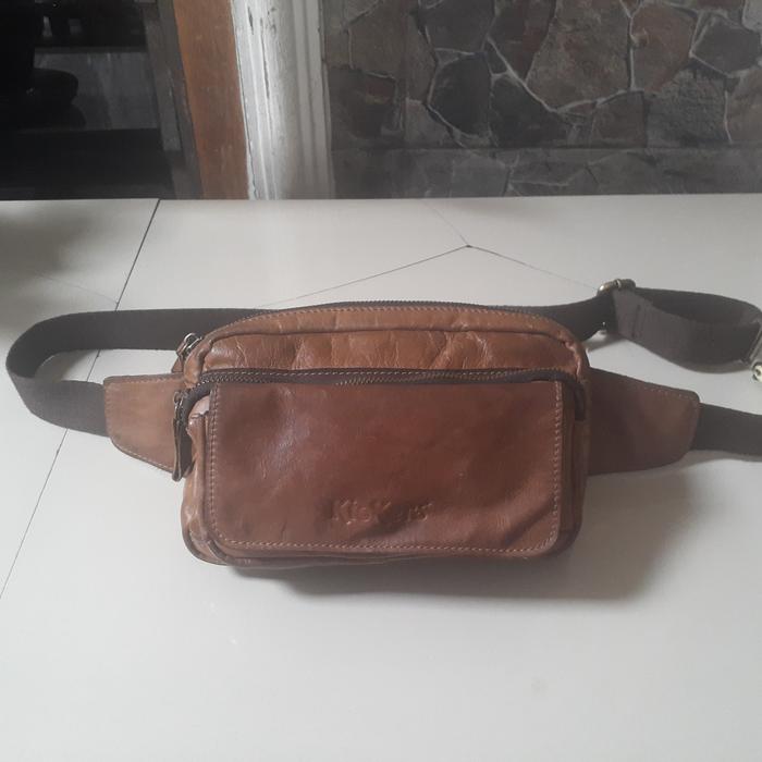 kickers waist bag kulit asli