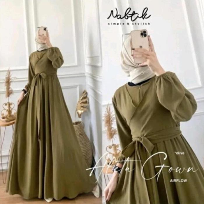Aleta Gamis Kondangan Elegant Viral gamis polos cringkel ALETA DRESS