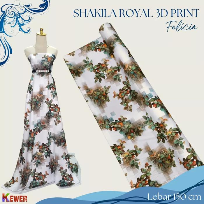 Bahan Kain Shakila Royal 3D Print Felicia spandex motif kain syakila