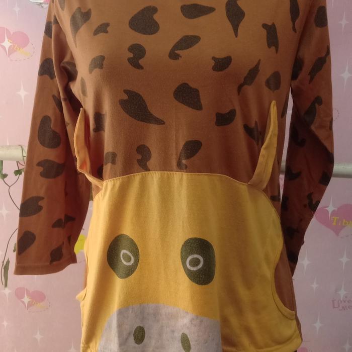 preloved setelan babydoll motif sapi