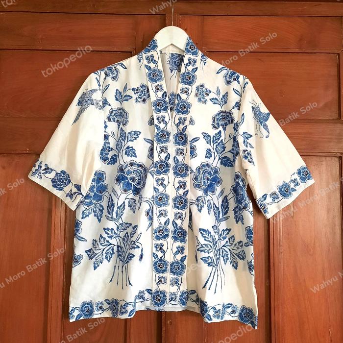 Atasan blouse wanita modern encim batik cap 4L ld 120 cm 3per4 A