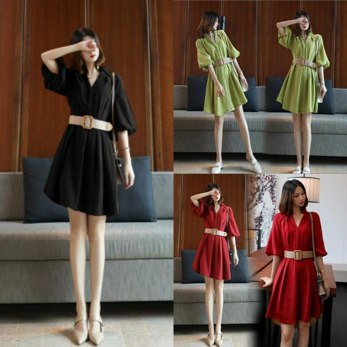 MINI DRESS SIMPLE XXL BIG SIZE HITAM/ HIJAU LIME/ MERAH COCO MAURIN