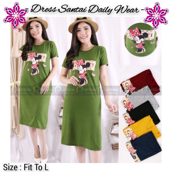 Baju Dress Wanita Santai Daster Kaos Selutut Homedress Baby Doll