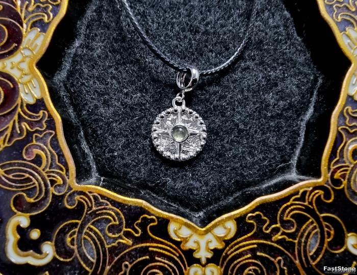 Liontin Pendant Silver 925 Meteorite Muonionalusta Moldavite 12mm A005