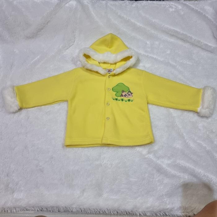 Jaket Flanel Bulu / Hoodie Anak Kuning Kancing PRELOVED SECOND