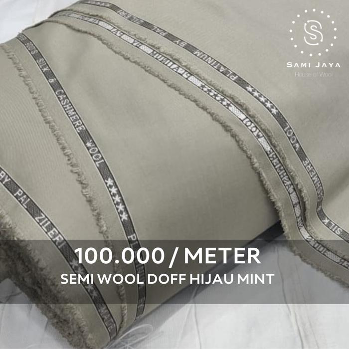 Kain Bahan Jas & Celana Wedding PalZileri Semi Wool Doff Hijau Mint