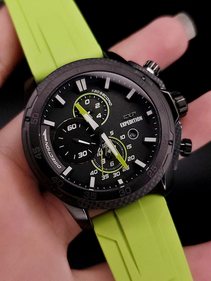 Jam Tangan Pria EXP Expedition E6810 6810 Holbein Green Rubber Origina
