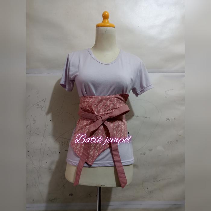 obi belt batik kimono soft pink - obi batik cap