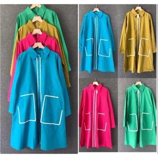 TUNIK KANTONG GARIS PUTIH IMPORT BIRU KUNING FUSCHIA HIJAU BOTOL