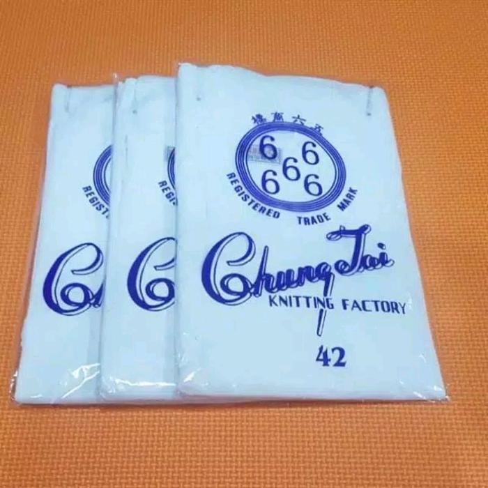 Kaos Oblong Pria Chungtai 66666 Bahan Sutra Import 3 PCS Putih Premium