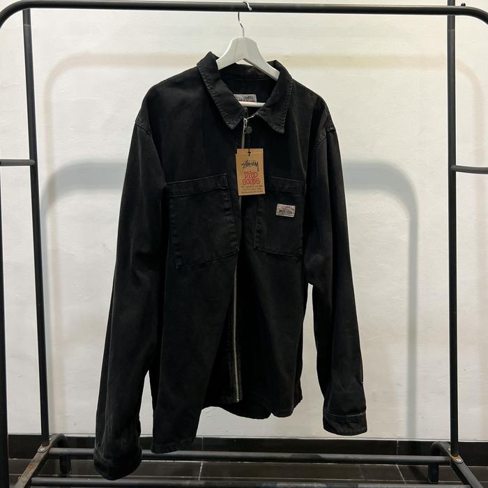 stussy worker chore jacket washed black