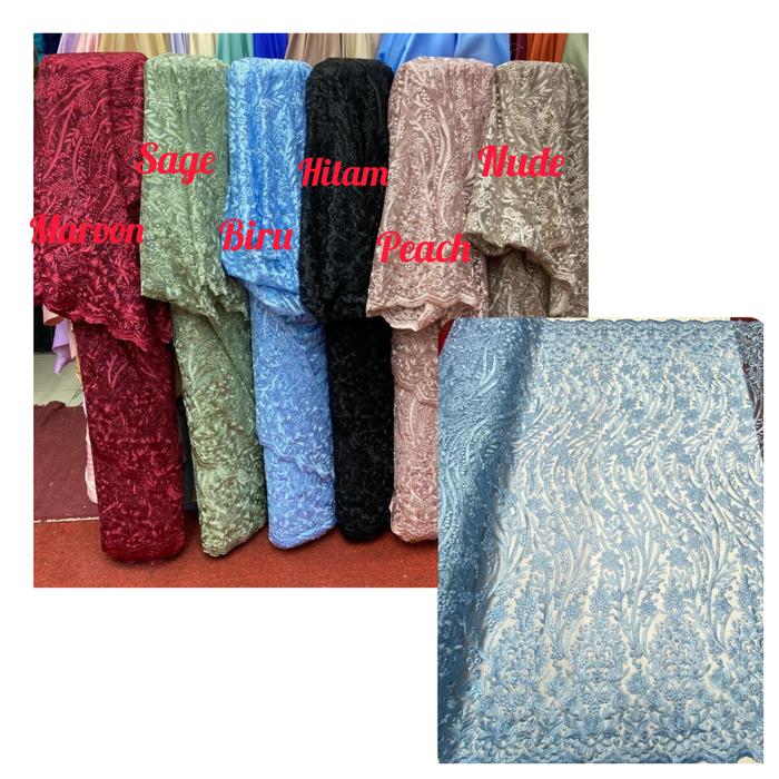 Kain brukat tile Bahan tile mutiara Kebaya brukat Kain tile elisaab