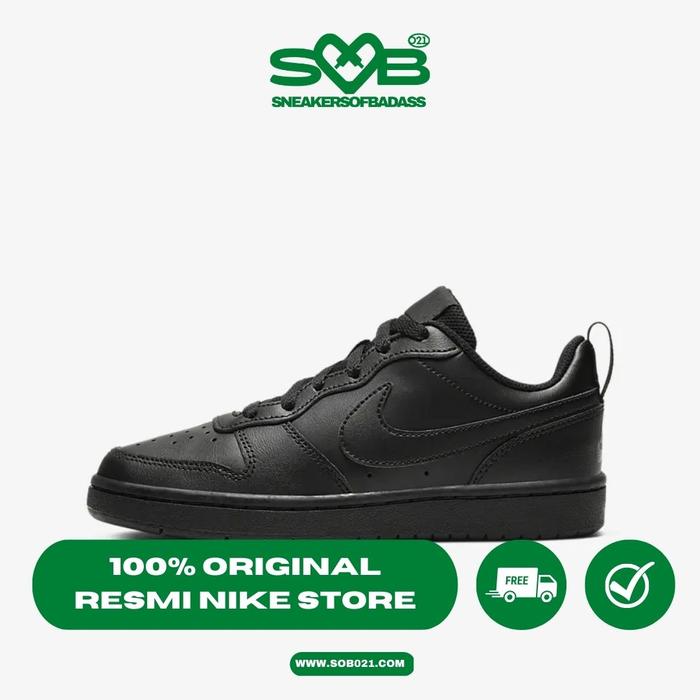 Sepatu Sneakers Nike Kids Court Borough Low 2 All Black - BQ5448-001 - 