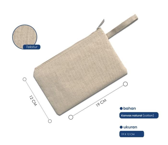 CUSTOM Pouch Zipper Tali Kanvas - Natural