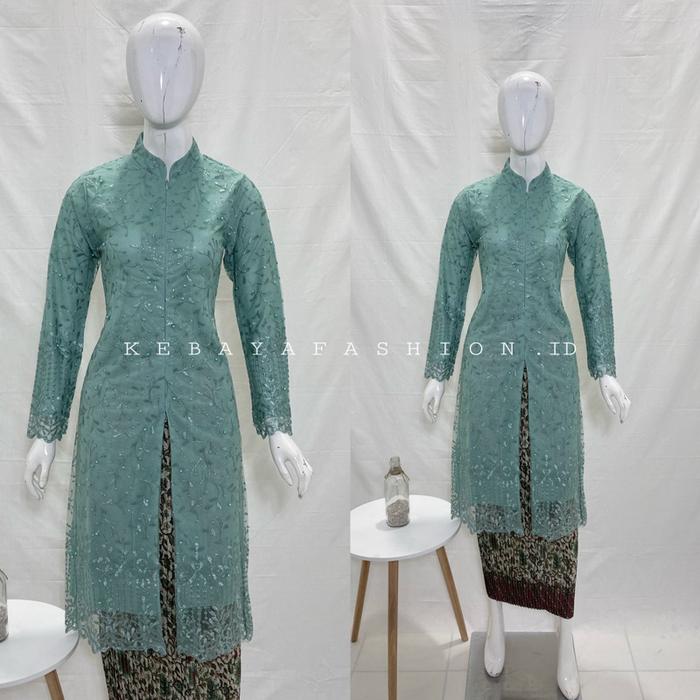 SETELAN KEBAYA PESTA TUNIK BROKAT TILE SHANGHAI BUSUI +ROK M-XXL