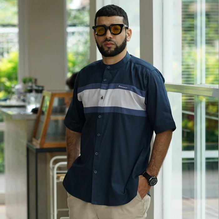 SAMASE KEMKO CUT SEW T010 | Dark Grey Twill Meridian Baju Kemeja Koko