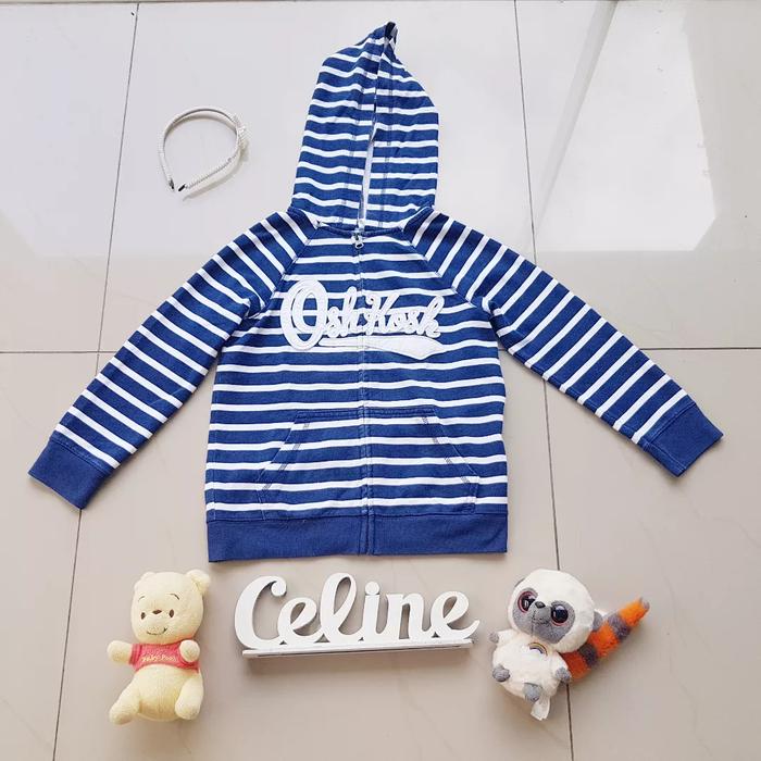 jaket hoodie anak perempuan oshkosh original store branded stripe navy
