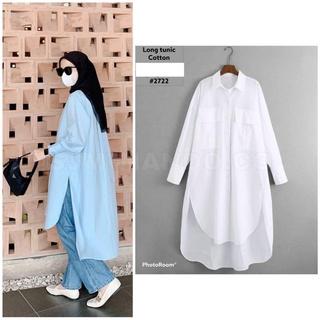 GHIA TUNIK WARNA PUTIH BAHAN KATUN IMPORT PREMIUM  LENGAN PANJANG 070 722