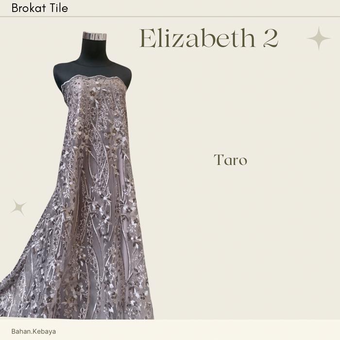 Kain Bahan Kebaya Brukat Tile Bordir Payet Warna Ungu Taro