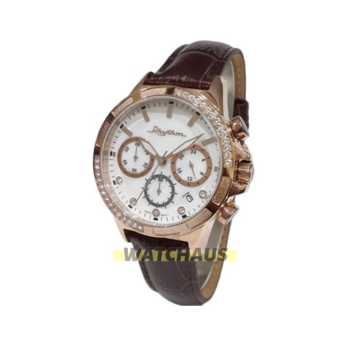JAM TANGAN WANITA RHYTHM FE1621 L04 LEATHER STRAP