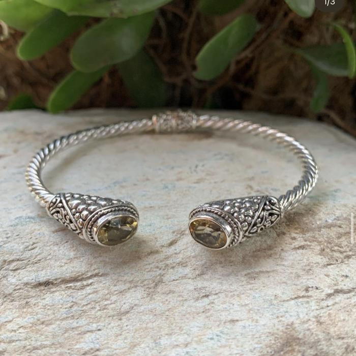 Gelang perak model cable untuk wanita permata citrine